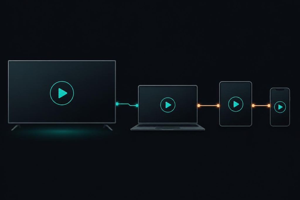 Television, laptop, tablet and phone sharing one IPTV for adult households subscription