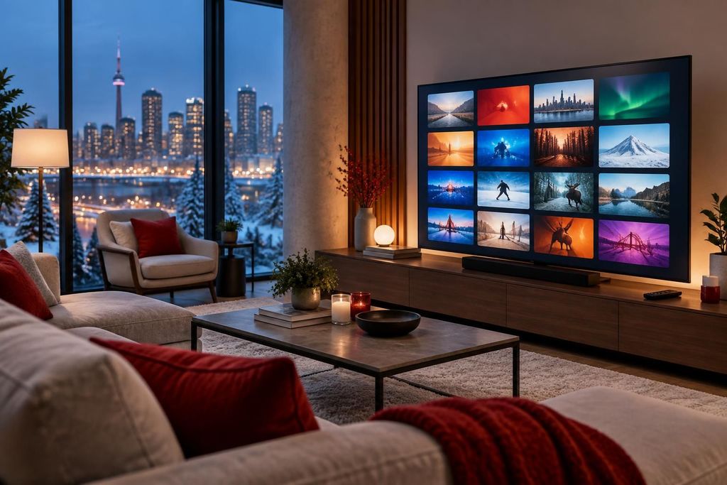 Best IPTV Canada subscription playing on a television in a modern Canadian living room