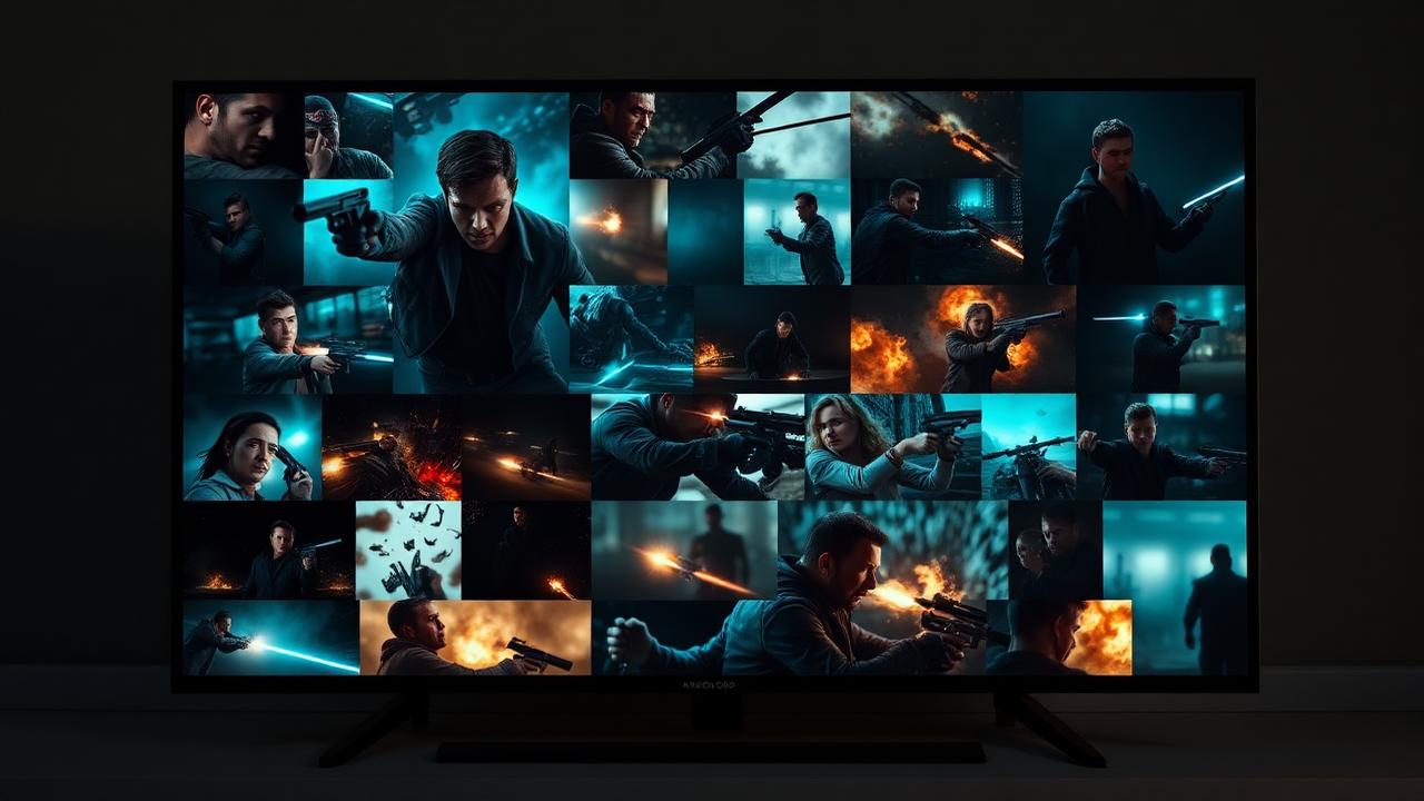 Blockbuster American action movies streaming in 4K on a smart TV with IPTV Encoder