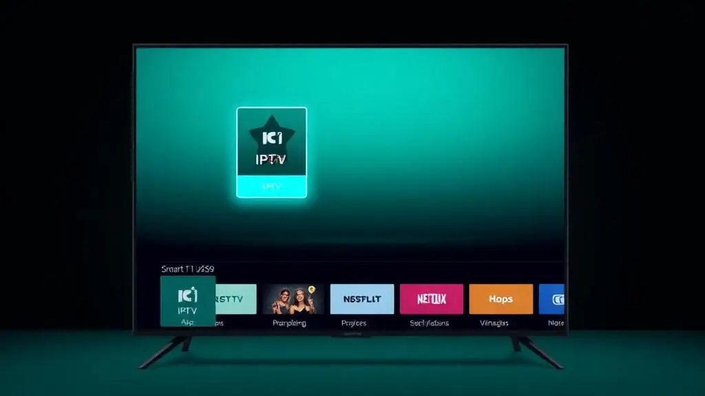 IPTV player app tile highlighted in a Smart TV app store