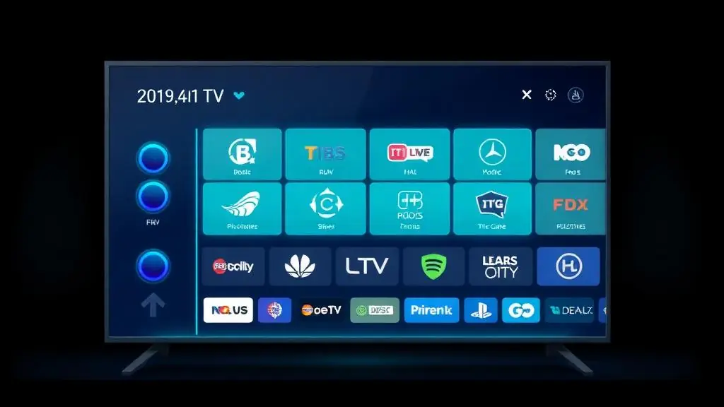 IPTV player showing the Smart TV channel guide with US channel logos