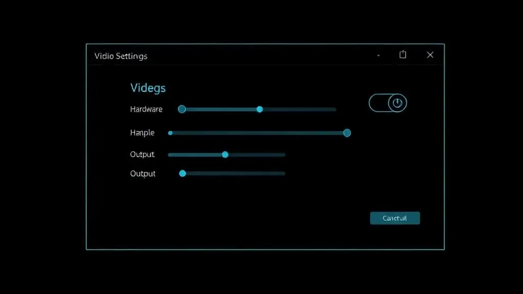 Windows IPTV player video settings with hardware acceleration enabled